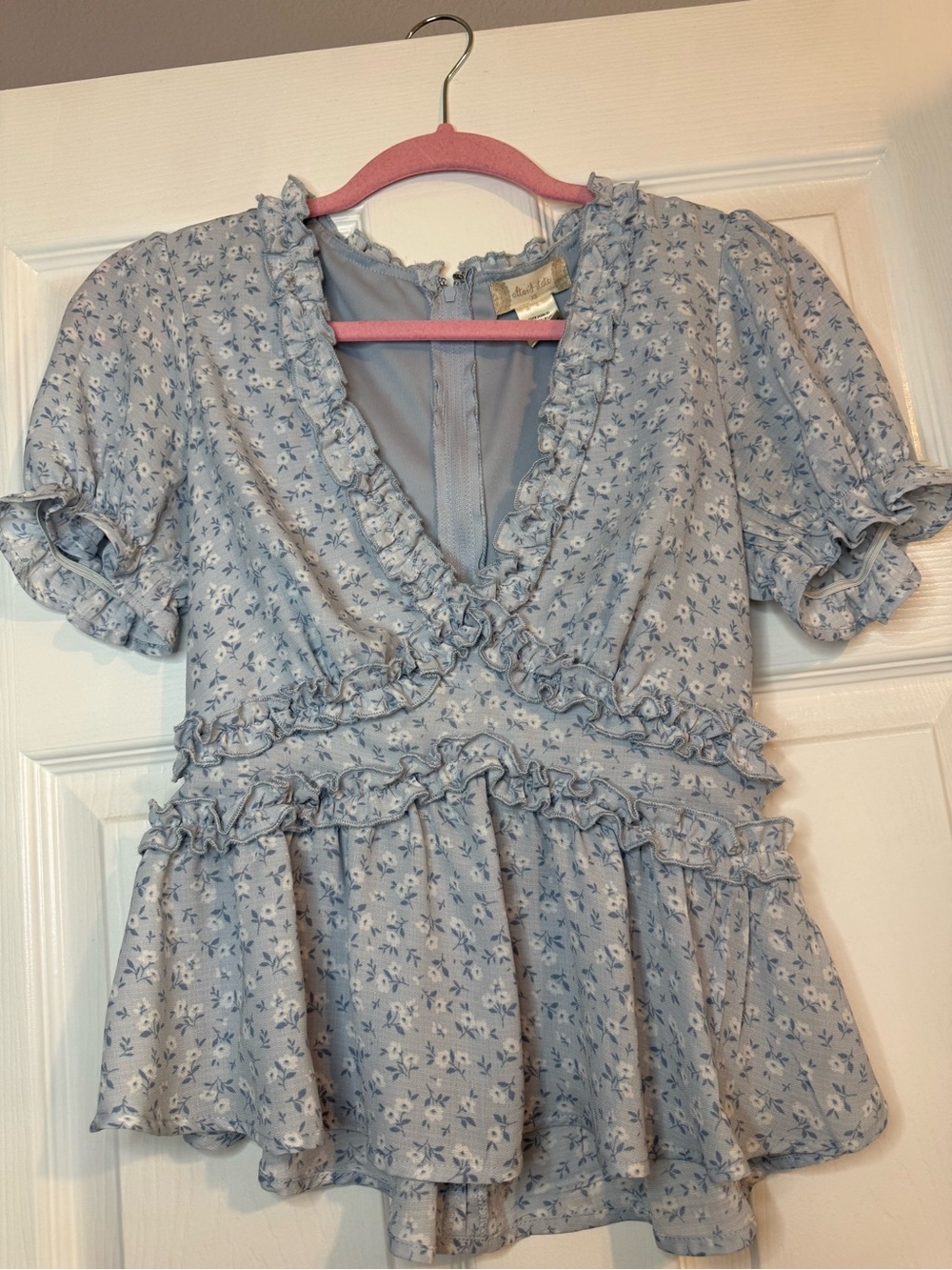 Altar'd State Light Blue Top with Blue Trim